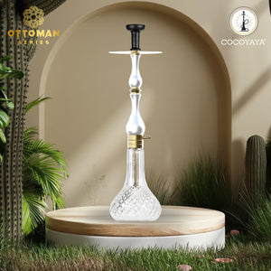 COCOYAYA Ottoman Series Ghazi Hookah Champagne White (Transparent Base)