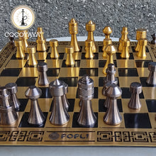 Load image into Gallery viewer, COCOYAYA Stainless Steel Chess Board Set Black Golden (12x12 Inches)
