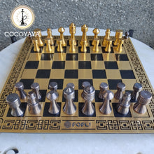 Load image into Gallery viewer, COCOYAYA Stainless Steel Chess Board Set Black Golden (12x12 Inches)
