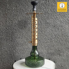 Load image into Gallery viewer, COCOYAYA Ferro Series Crucio Hookah Golden (Dark Green Base) With Bag

