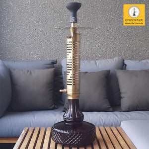 COCOYAYA Ferro Series Vivanta Hookah Golden ( Dark Purple Base ) With Bag