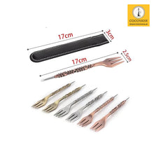 Load image into Gallery viewer, COCOYAY 1496 Hookah Fork With Pecker Aluminum Foil Hole Puncher Two in One Rose Golden
