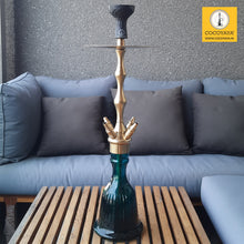 Load image into Gallery viewer, COCOYAYA Gamaliya Series Khanel Khalili Hookah Golden ( Turquoise Base ) With Bag
