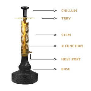 COCOYAYA Ferro Series Vivanta Hookah Golden ( Black Base )