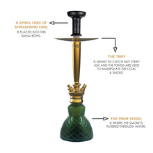 Load image into Gallery viewer, COCOYAYA Prince Series Dino Hookah Golden (Dark Green Base)
