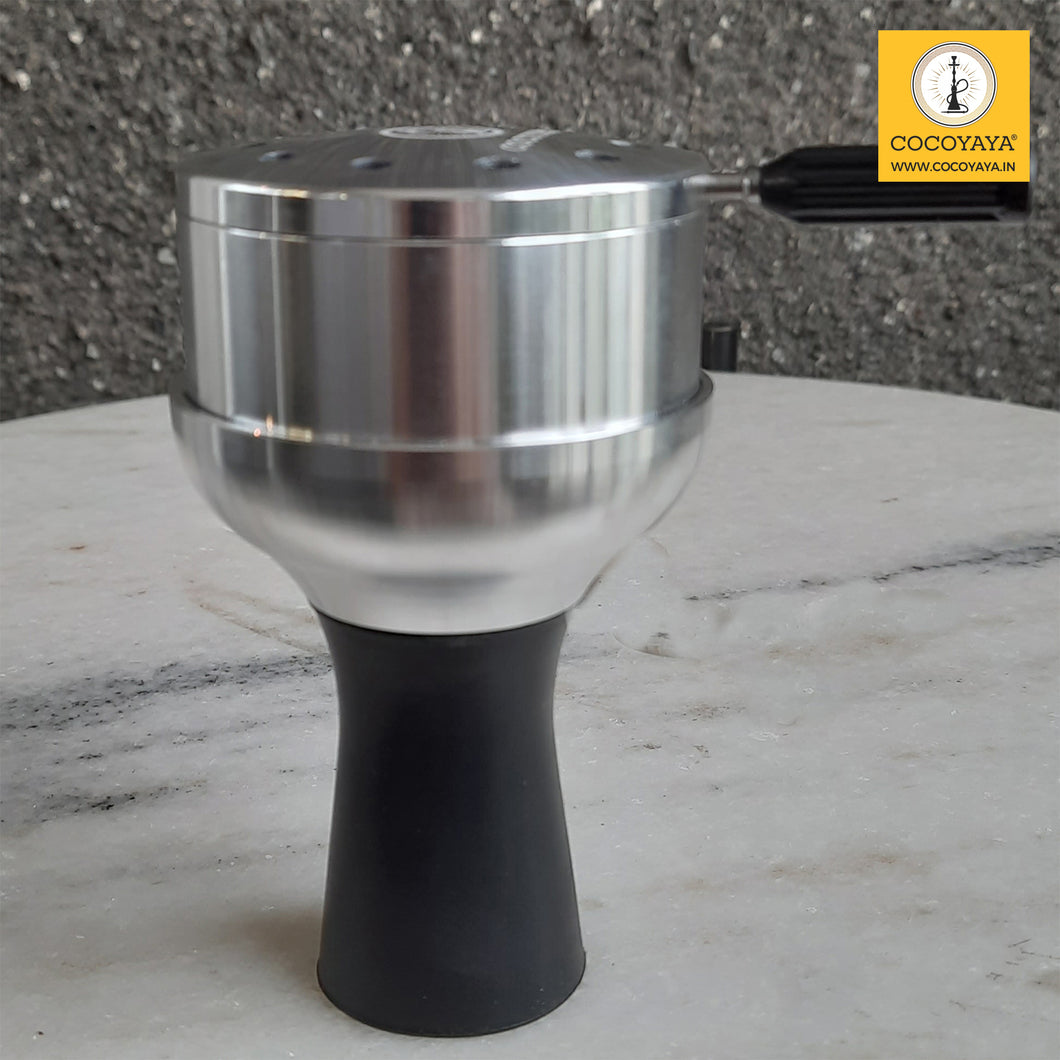 COCOYAYA Hookah Chillum Silicone Metal Bowl + Heat Management Device Black Silver