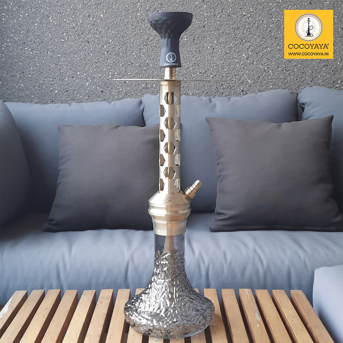 COCOYAYA Jade Series Valeria Hookah Champagne ( Design 4 Grey Base ) W ...