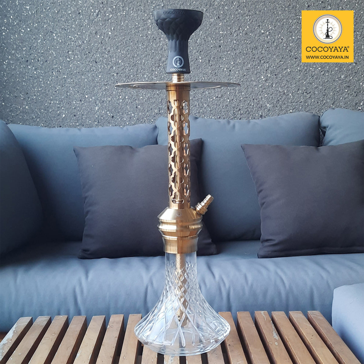 COCOYAYA Jade Series Valeria Hookah Golden (Design 10 Transparent Base ...