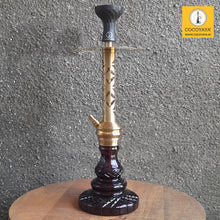 Load image into Gallery viewer, COCOYAYA Jade Series Valeria Hookah Golden (Design 2 Dark Purple Base) With Bag
