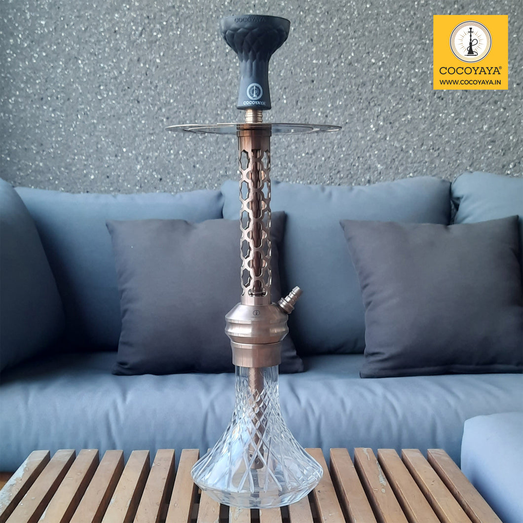 COCOYAYA Jade Series Valeriya Hookah Rose Golden (Design 10 Transparent Base) with Bag