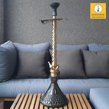 Load image into Gallery viewer, COCOYAYA King Series 2.0 Akbar The Great Hookah Golden (Dark Green Base) With Bag
