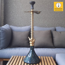 Load image into Gallery viewer, COCOYAYA King Series 2.0 Chandragupta Maurya Hookah Golden (Turquoise Base) With Bag
