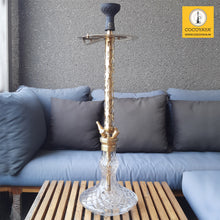 Load image into Gallery viewer, COCOYAYA King Series 2.0 Jahangir Alam Hookah Golden (Transparent Base) With Bag
