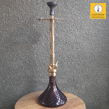Load image into Gallery viewer, COCOYAYA King Series 2.0 Raja Raj Hookah Golden (Dark Purple Base) With Bag
