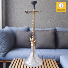 Load image into Gallery viewer, COCOYAYA King Series 2.0  Sher Shah Hookah Golden ( Transparent Base) With Bag
