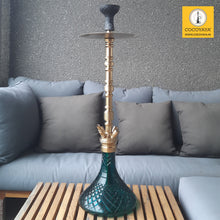 Load image into Gallery viewer, COCOYAYA King Series Kaldor Hookah Golden (Dark Aqua Green Base) With Bag
