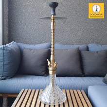 Load image into Gallery viewer, COCOYAYA King Series Pacho Hookah Golden ( Transparent Base) With Bag
