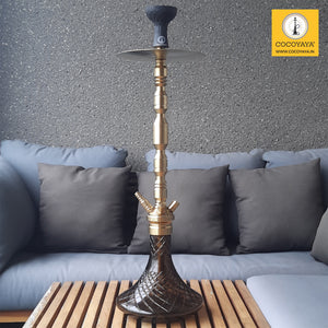 COCOYAYA King Series Spector Stem Design Hookah Golden ( Base Dark Grey ) With Bag