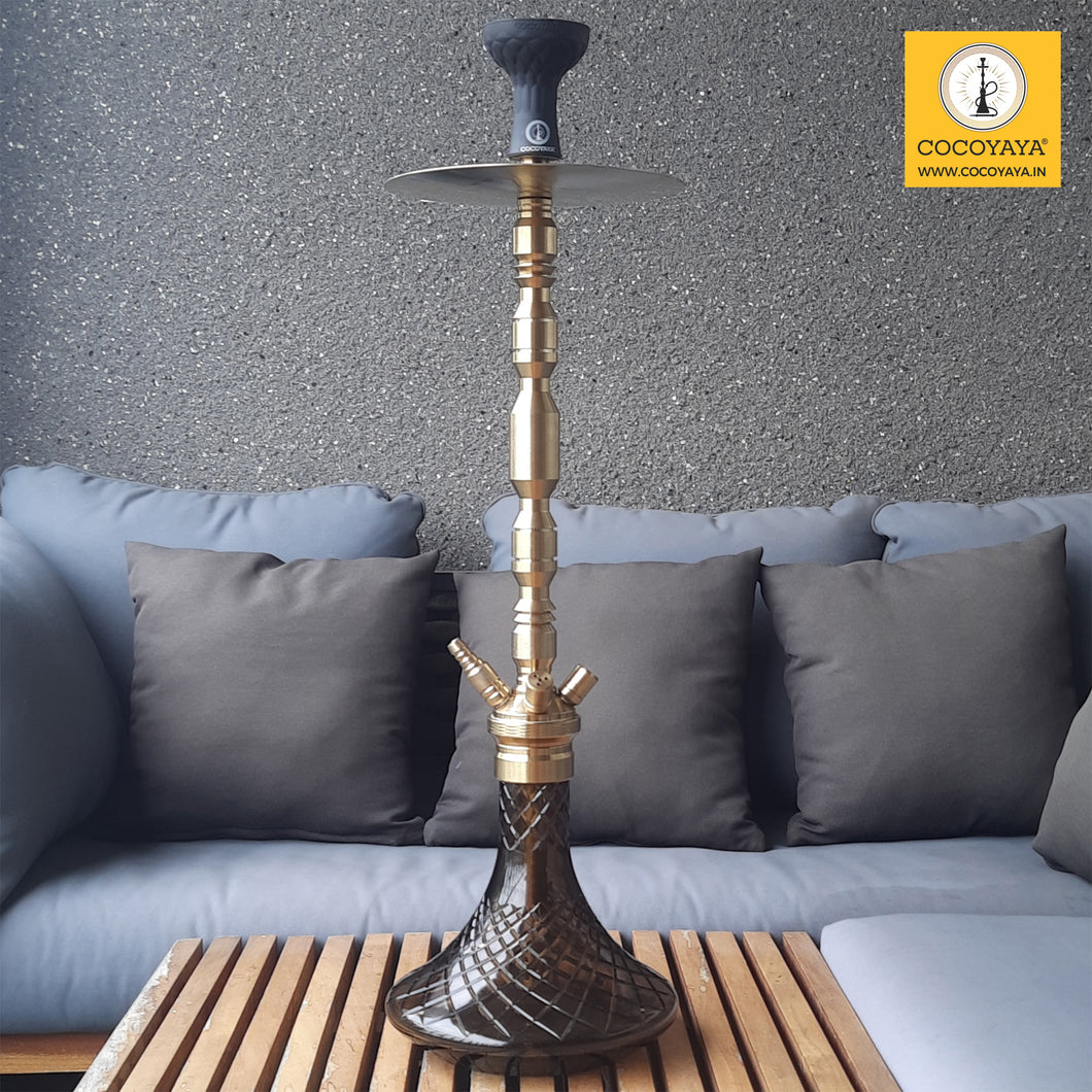 COCOYAYA King Series Spector Stem Design Hookah Golden ( Base Dark Grey ) With Bag