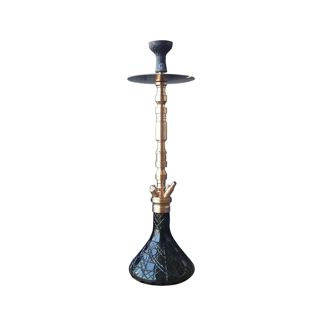 ロッカクアヤコ 「Breathing with the Chaos」 ベース COCOYAYA King Series Zane Hookah Golden (Dark Green Base) with Bag