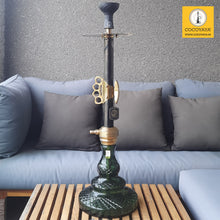 Load image into Gallery viewer, COCOYAYA Knuckler Hookah Black Golden (Dark Green Base) With Bag Design 1

