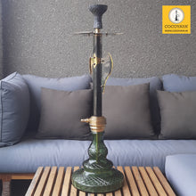 Load image into Gallery viewer, COCOYAYA Knuckler Hookah Black Golden (Dark Green Base) With Bag Design 2
