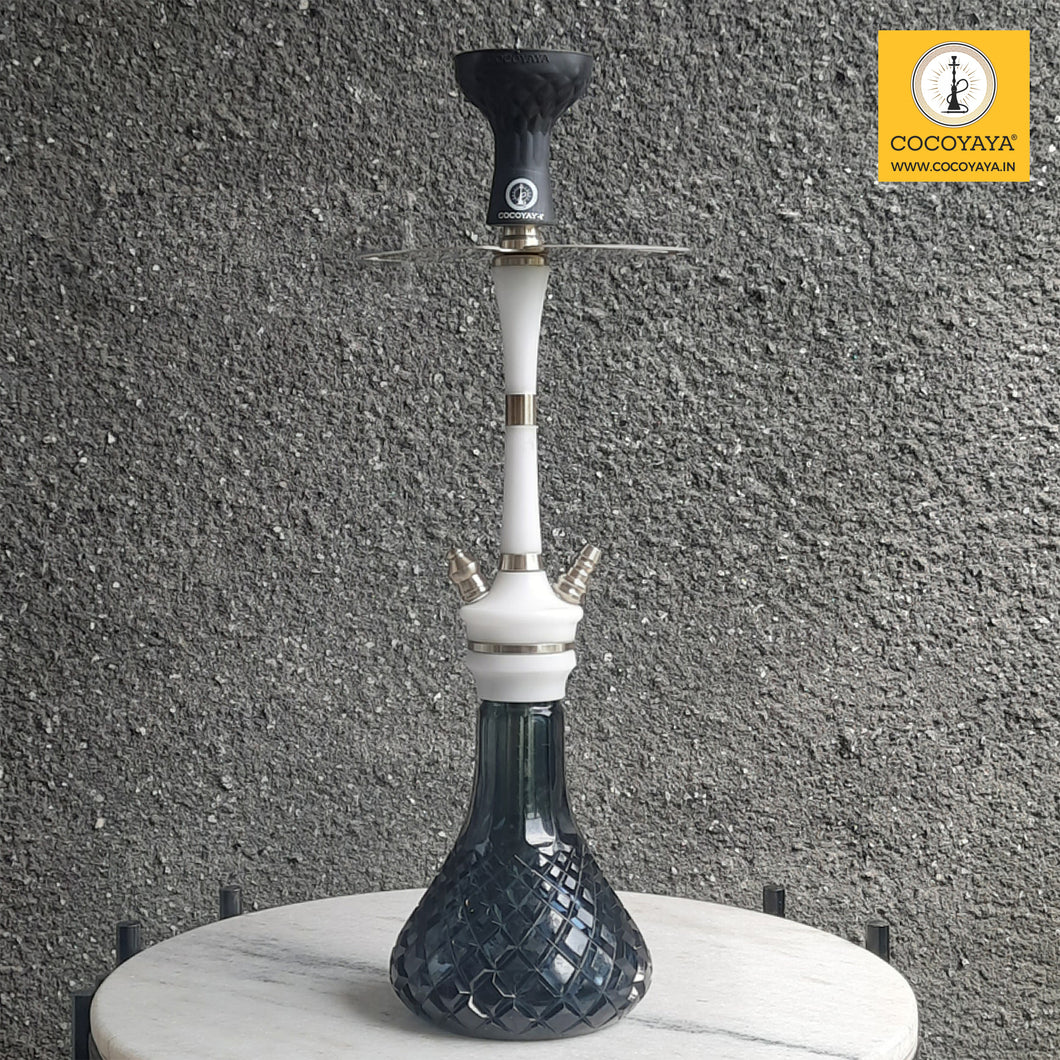 COCOYAYA Ottoman Series Mirza Hookah Champagne White (Dark Blue Base)(with bag)