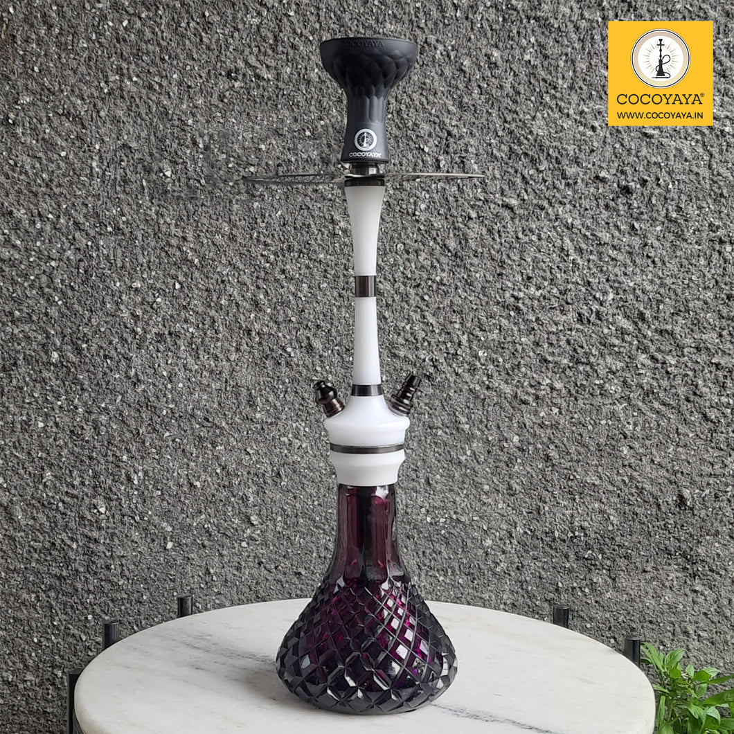 COCOYAYA Ottoman Series Mirza Hookah Coffee White (Dark Purple Base)(with bag)