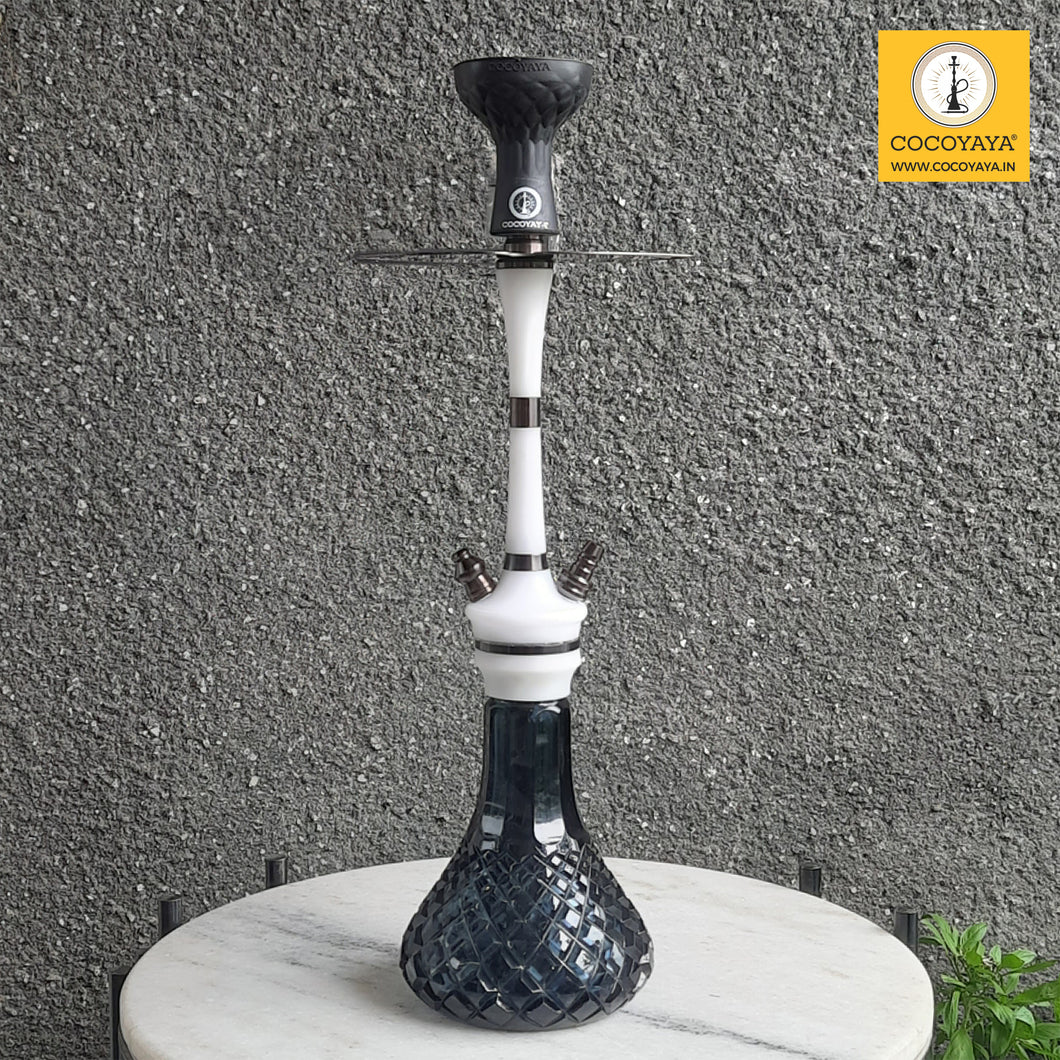 COCOYAYA Ottoman Series Mirza Hookah Coffee White (Dark Blue Base)(with bag)