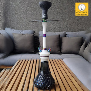 COCOYAYA Ottoman Series Mirza Hookah Rainbow White (Dark Blue Base)(with bag)