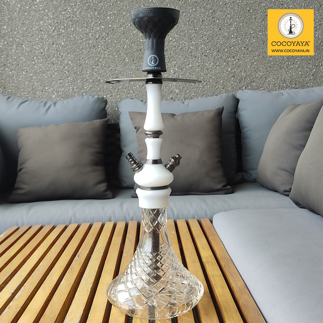 COCOYAYA Ottoman Series Pasha Hookah Coffee White (Transparent Base) (with bag)