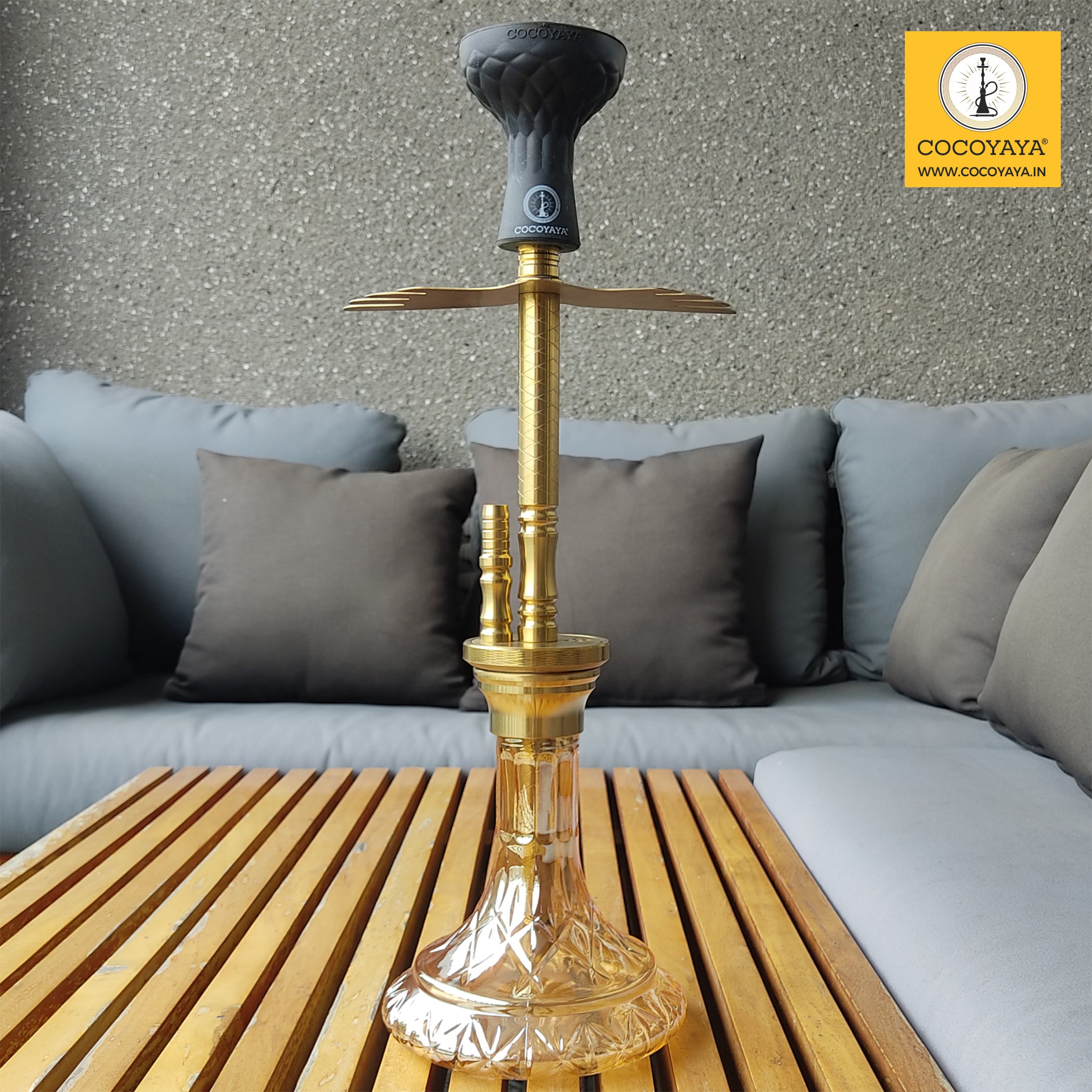 COCOYAYA Prince Series Ronaldo Hookah Golden (Orange Base) ( With