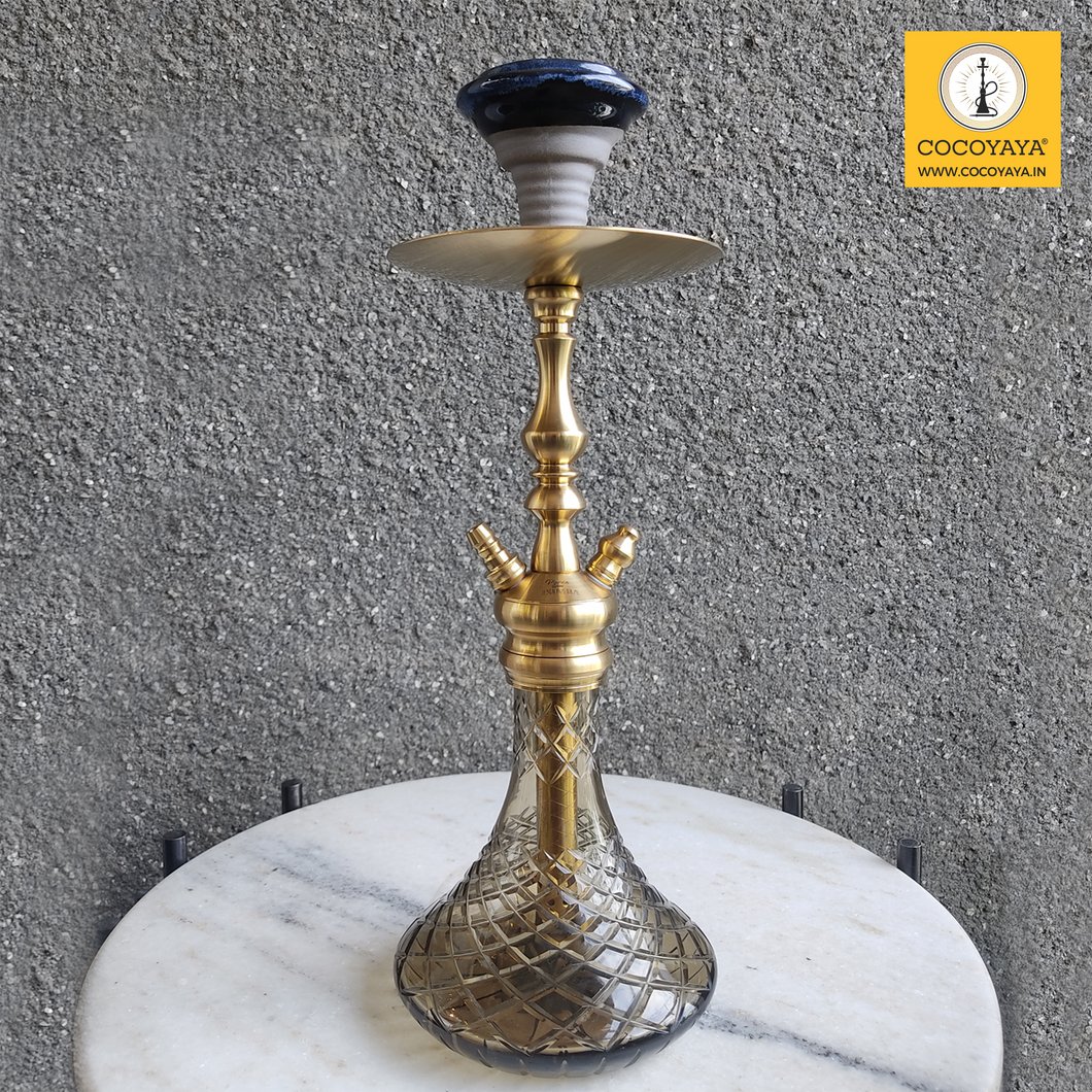 COCOYAYA Prince Series Simba Hookah Golden ( Brown Base ) With Bag