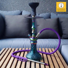 Load image into Gallery viewer, COCOYAYA Metal Grip Punch Handle Long Hookah Pipe Purple For All Hookah (71 Inches) Color May Vary
