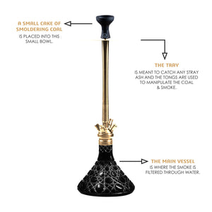 COCOYAYA King Series Ross Hookah Golden ( Base Black )