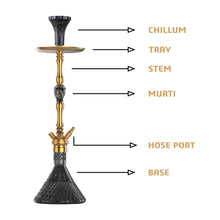 Load image into Gallery viewer, COCOYAYA Jungle Series Trumbo Hookah Golden (Black Base)
