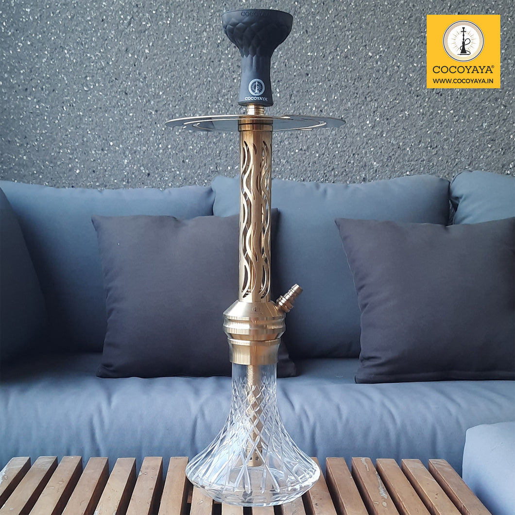 COCOYAYA Jade Series Valeria Hookah Golden ( Design 9 Transparent Base ) With Bag