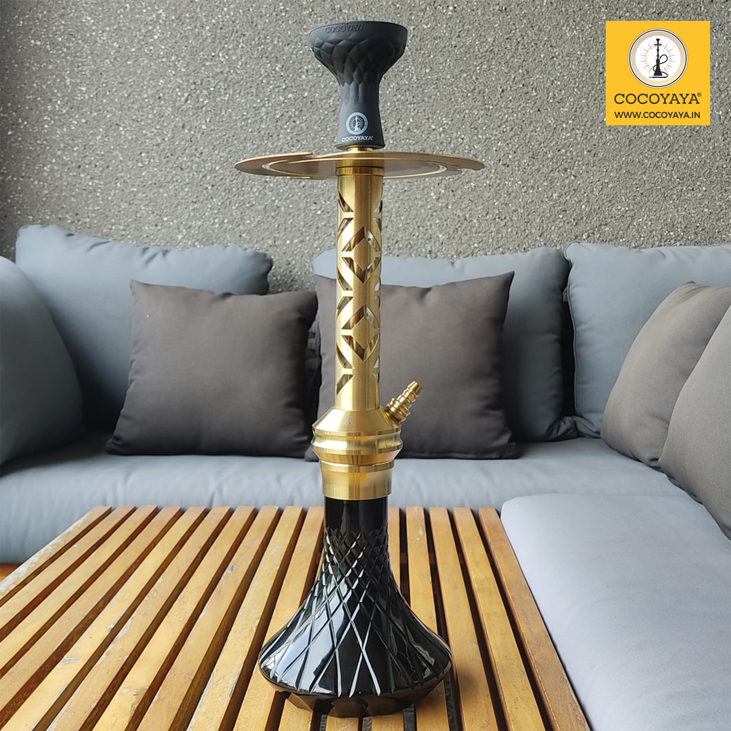 COCOYAYA Jade Series Valeria Hookah Golden ( Design 2 Black Base ) With Bag