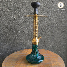 Load image into Gallery viewer, COCOYAYA Jade Series Valeria Hookah Golden (Design 9 Dark Aqua Green Base) With Bag
