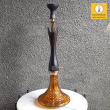 Load image into Gallery viewer, COCOYAYA Wood Pro Series Hookah Golden Dark Brown Stem ( Amber Base )(with bag)
