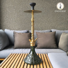 Load image into Gallery viewer, COCOYAYA King Series Carlos Hookah Golden ( Dark Green Base ) With Bag
