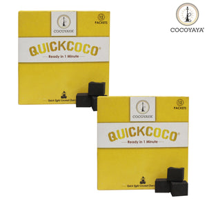 Cocoyaya Pack of 2 Quick Light Coconut Charcoal For Hookah Shisha - 12 Packet (144 Cubes)