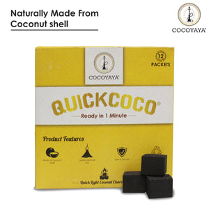 Cocoyaya Quick Light Coconut Charcoal For Hookah Shisha - 12 Packet (72 Cubes)