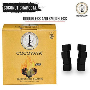 COCOYAYA Coconut Hookah Charcoal for Hookah - 250 Gm (18 Cubs)