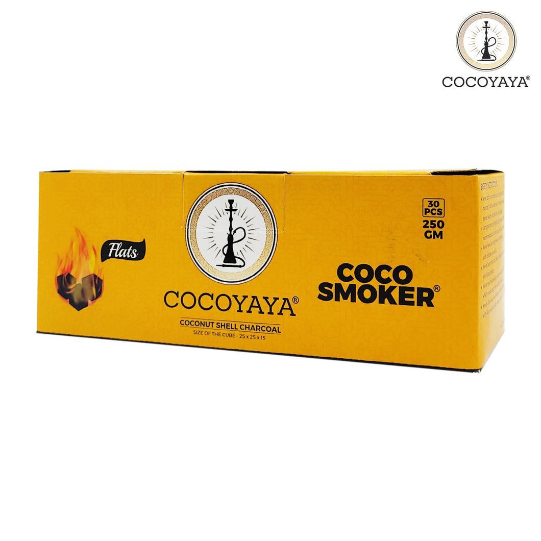 COCOYAYA Coco Smoker Flat Coconut Charcoal for All Hookah (250 Gm, 30 Cubes)